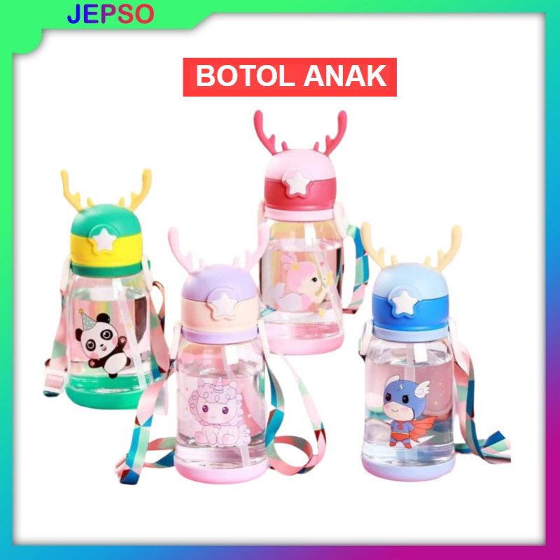 Botol Rusa Lucu Free Tali Panjang Dan Sticker / Botol Anak Lucu / Botol Minum Anak 610 ML / Botol ru
