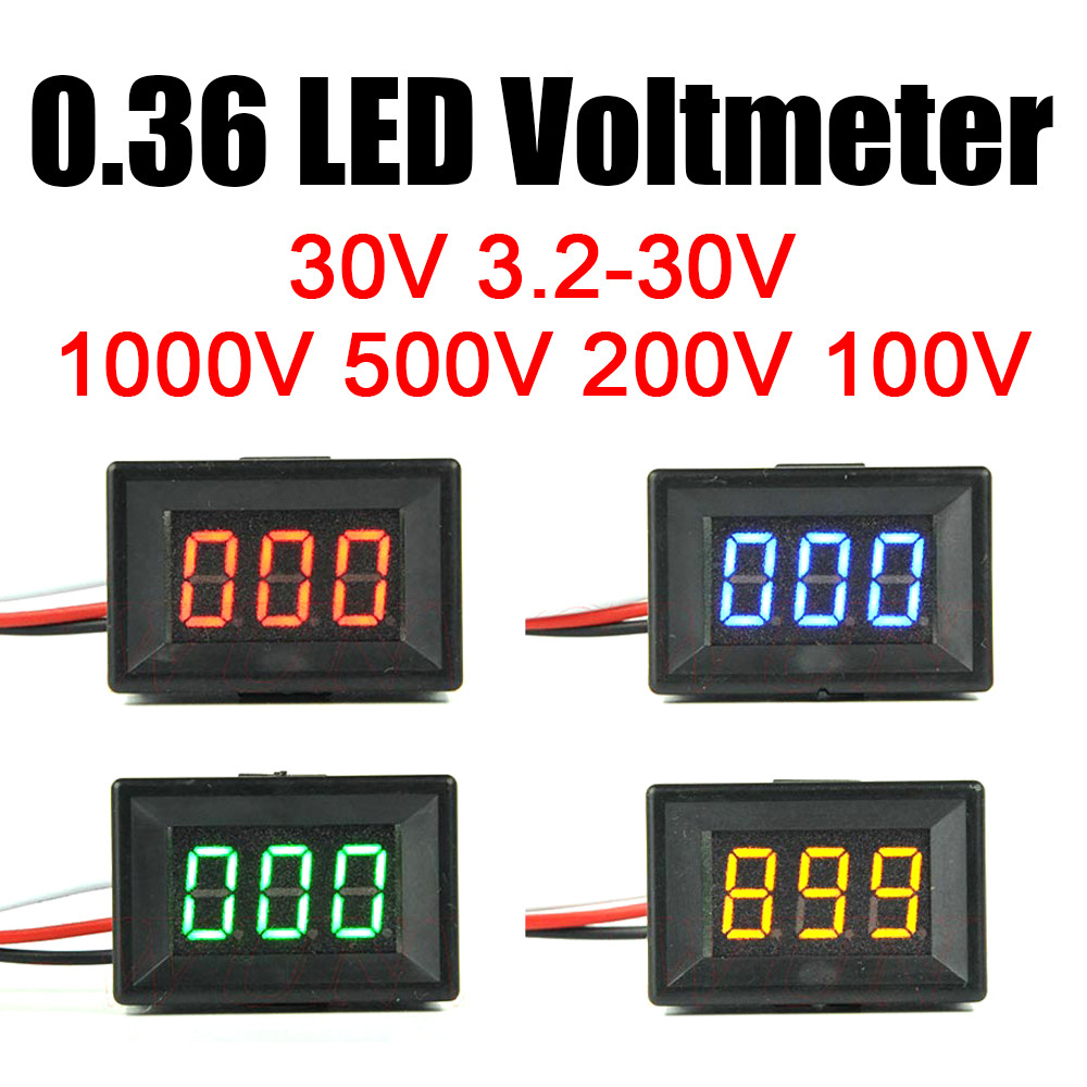 0.36" DC Voltmeter 1000V 500V 300V 200V 100V 30V LED Digital Voltage Display Volt Meter Battery Moni