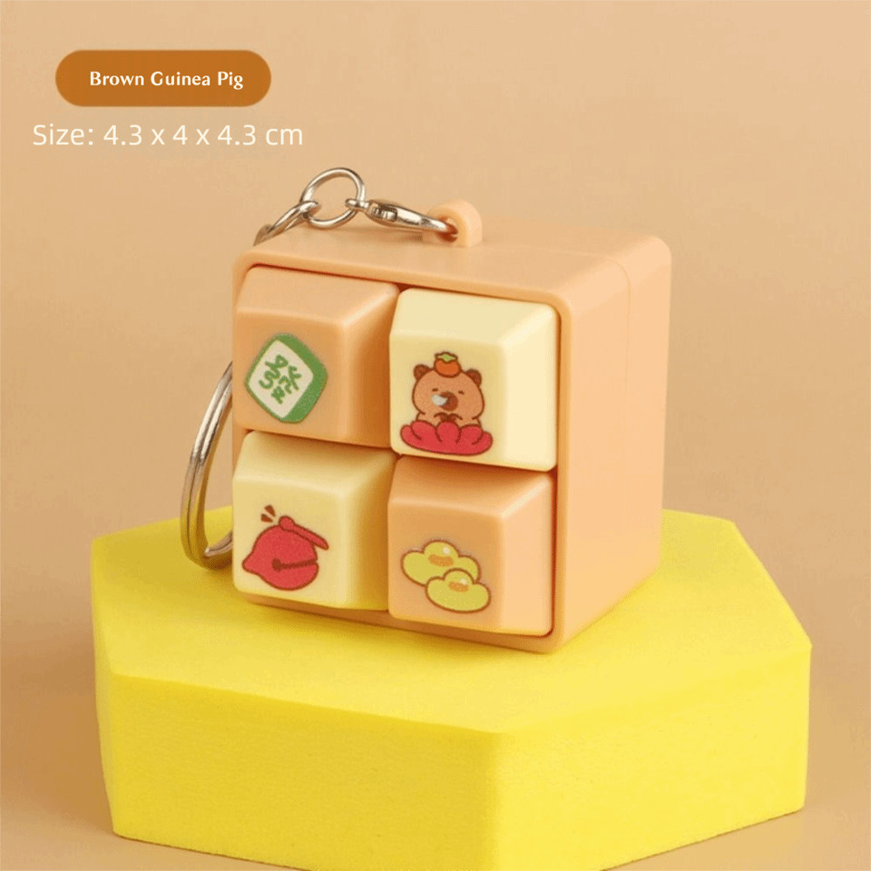 Relaxing Cartoon Fidget Keychain DIY Keyboard Keys Button Squeeze Music Keychain Keycap Relief Stres