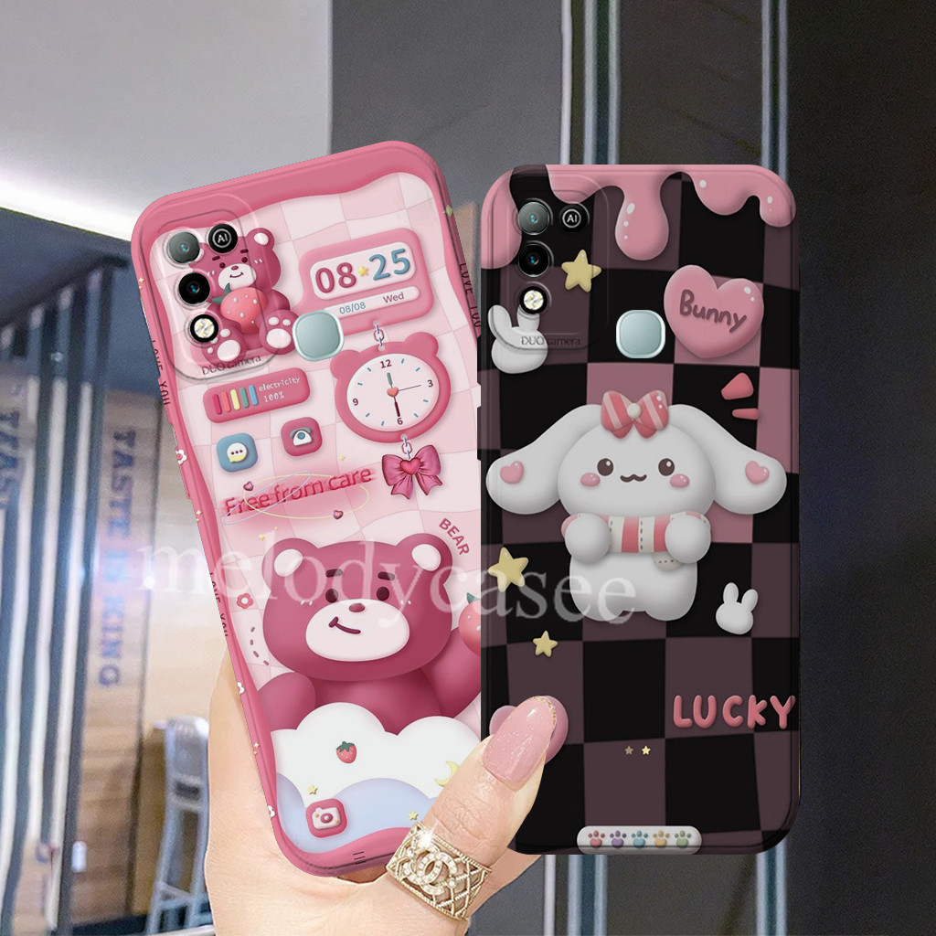 Softcase Infinix Hot 10 11 9 Play Smart 5 / 6 Ram 3/64 Casing Motif Bear Cute - Case Karakter