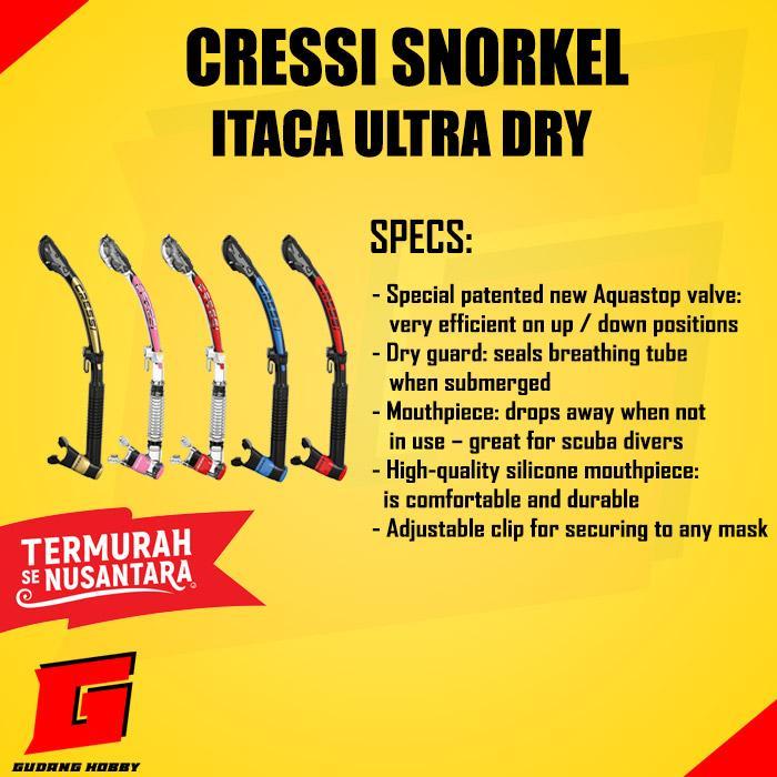 Snorkel Cressi Itaca Ultra Dry / Peralatan Selam / Alat Snorkling Diving / Snorkel Selam / Alat nafa