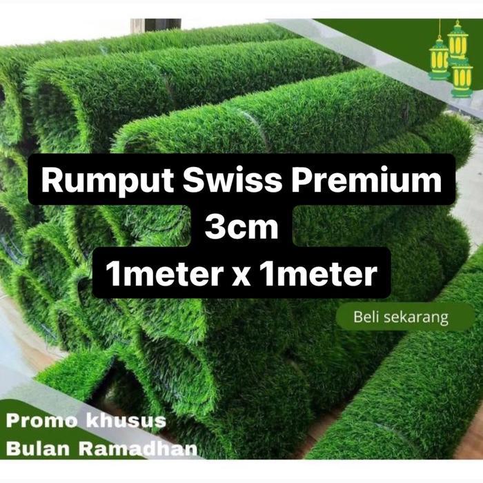 Rumput sintetis swiss tebal 3cm 1meter x 1meter /rumput sintetis murah - -, -