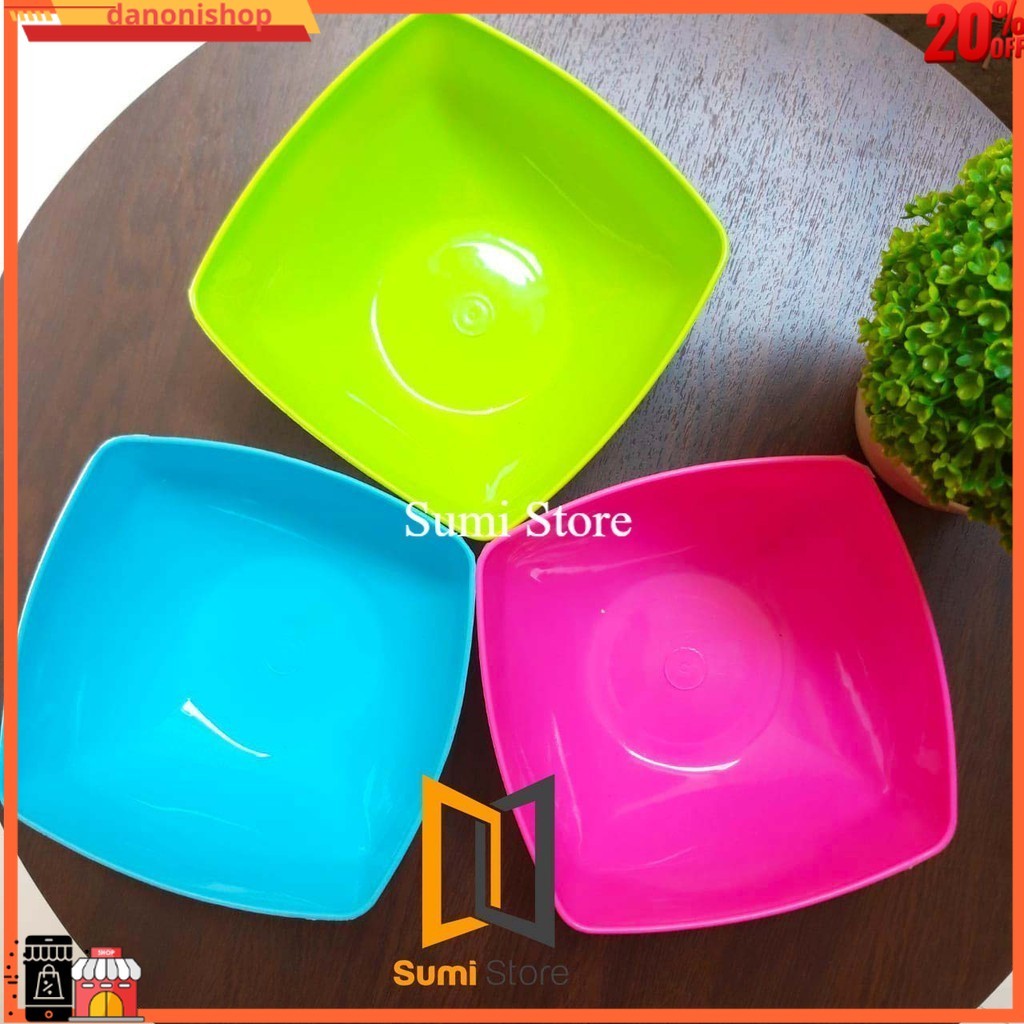 TERBARU [3pcs] Mangkok Kotak 18 cm  - Mangkok Persegi - NP CollectionPlast DNS