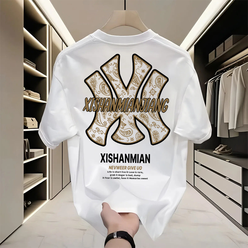 Pasokan langsung dari pabrik100%kaos ny original 100% Kaos lengan pendek Oversize 100% katun Pria Wa