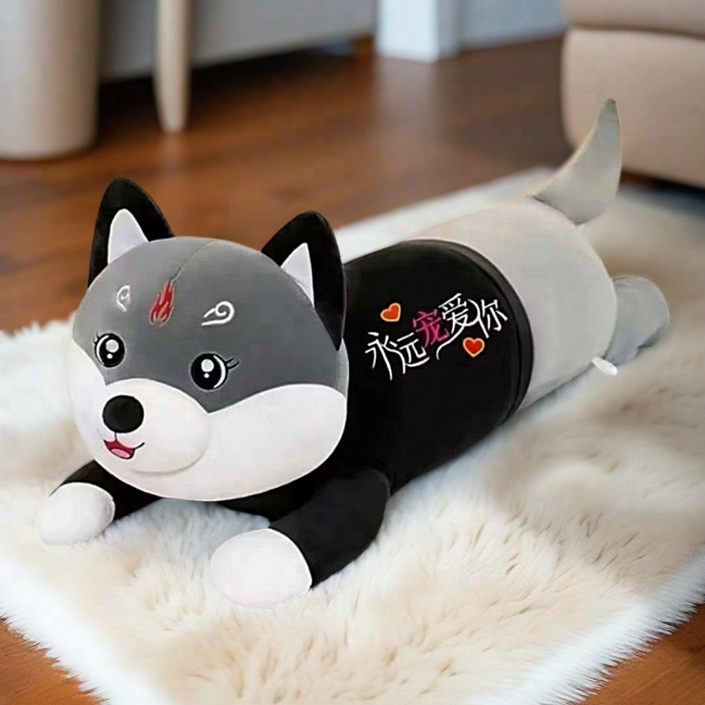 Boneka Guling lying Dog 50 Cm / guling boneka hadiah ulang tahun