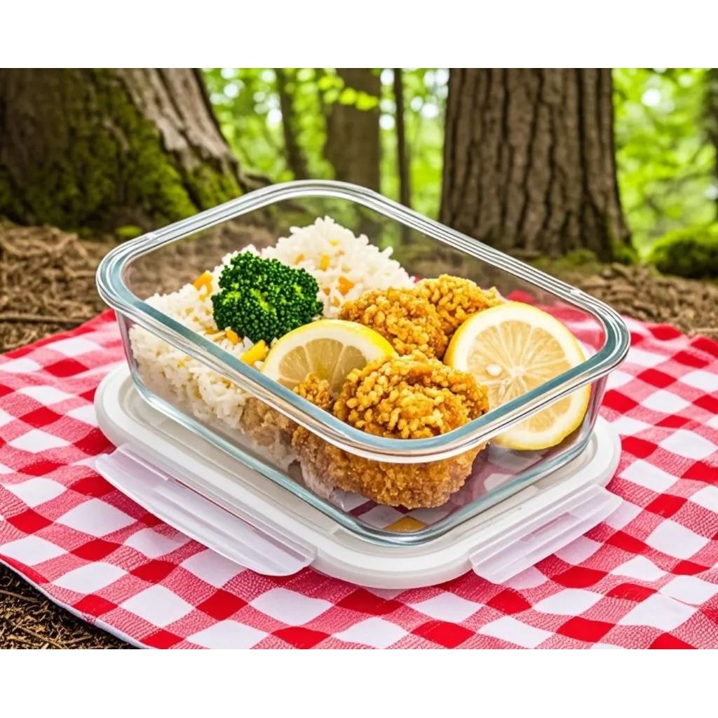 Mangkok Tutup Kaca Borosilica 680mL Tahan Panas