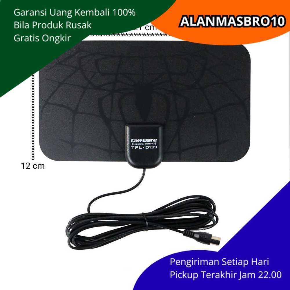 Antena TV Digital Indoor DVB T2 Ultra Slim Spider Pattern Dengan Penguat Sinyal 25dB Tangkap VHF UHF