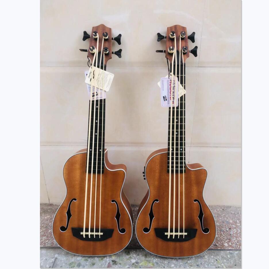 Handmade 30 inches fretless Ukulele Bass all mahogany wood 30" Yukri Bass with EQ free shipping U-ba