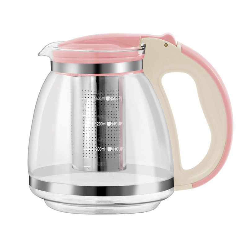 Flower tea pot, heatresistant, thickened tea making pot, stainless steel filtered tea glass teapot