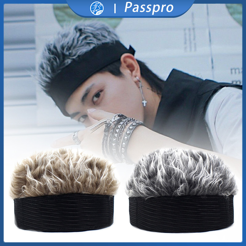 Topi Wig Rambut Pria Rambut Palsu Topi Wig Simulasi Eropa Topi Rambut Naruto Topi Retro Hip-Hop Spoo