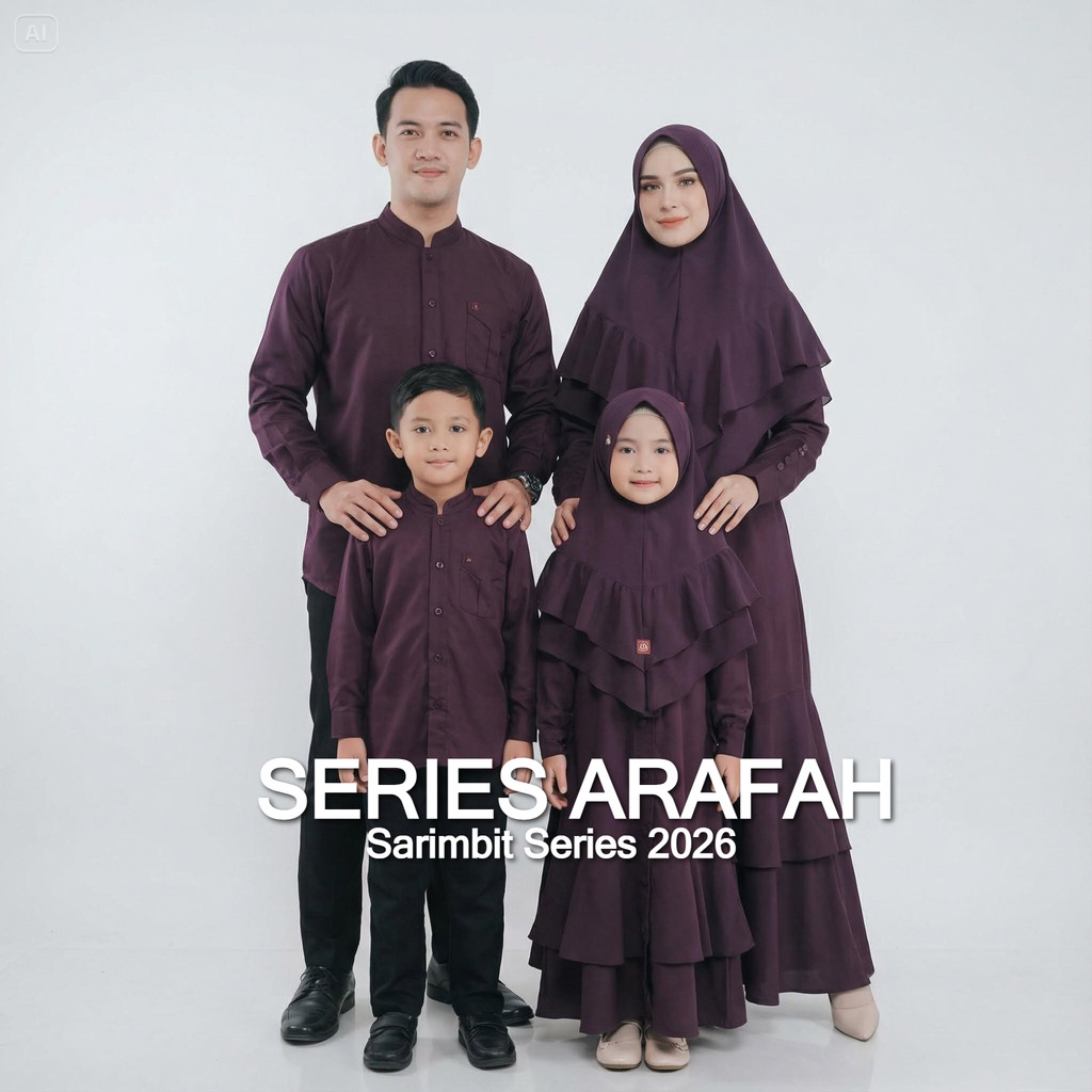 Arra Keluarga Couple Lebaran Arafah Dark Pllum Sarimbit Baju Family Muslim
