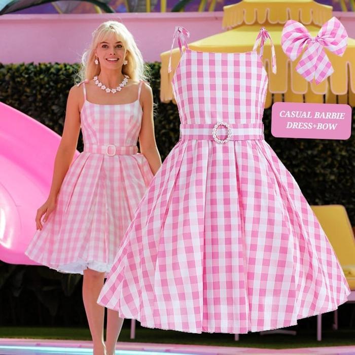 BAJUKIDDIE CASUAL BARBIE DRESS KOSTUM PINK FASHION PRINCESS PINK Costume Aksesoris - 100
