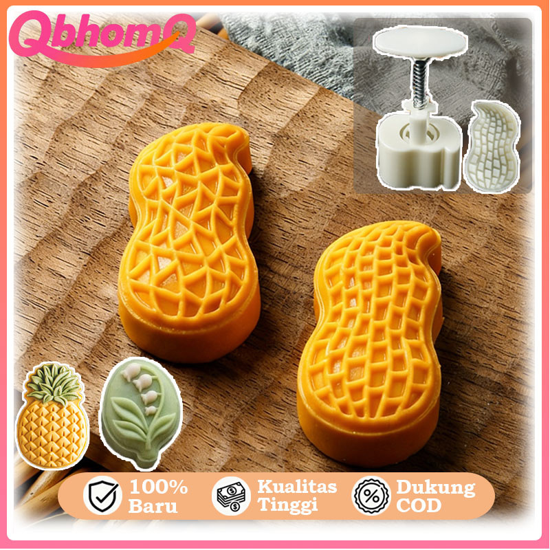 QbhomQ 30/50g Kue Cetakan Kacang Tanah Bentuk Cetakan Kue Kering Cetakan Kue Bulan Cetakan Kacang Mo