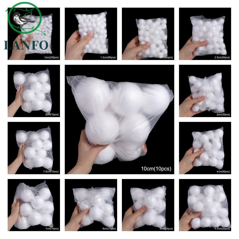 Bola Busa LANFO, Bola Natal Mini Bulat, Perlengkapan DIY Ornamen Natal Putih Polistirena