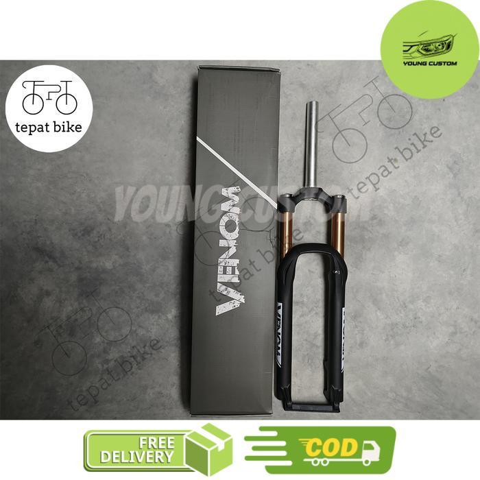 Fork Sepeda MTB Suspension Air Venom 26 27,5 T140 Hitam Black - 26 -young