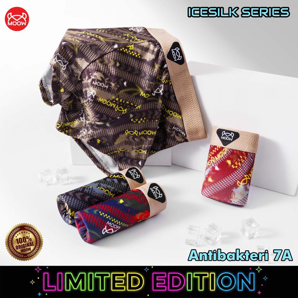 LARUNSHOW X MOOW Celana Dalam Boxer Pria Premium - Boxer Briefs Ice Silk Super Adem & Stretch Anti-b