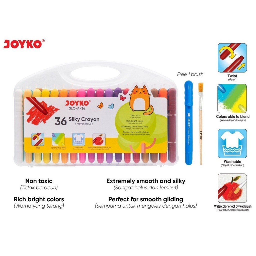 Joyko silky crayon 36/48 warna