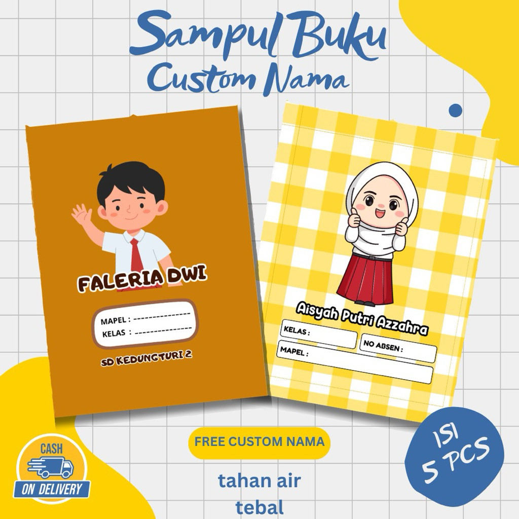 ISI 5 PCS - Sampul Buku Coklat Anak SD Sampul Buku Coklat Sampul Custom Nama Sampul Cover Coklat Sam