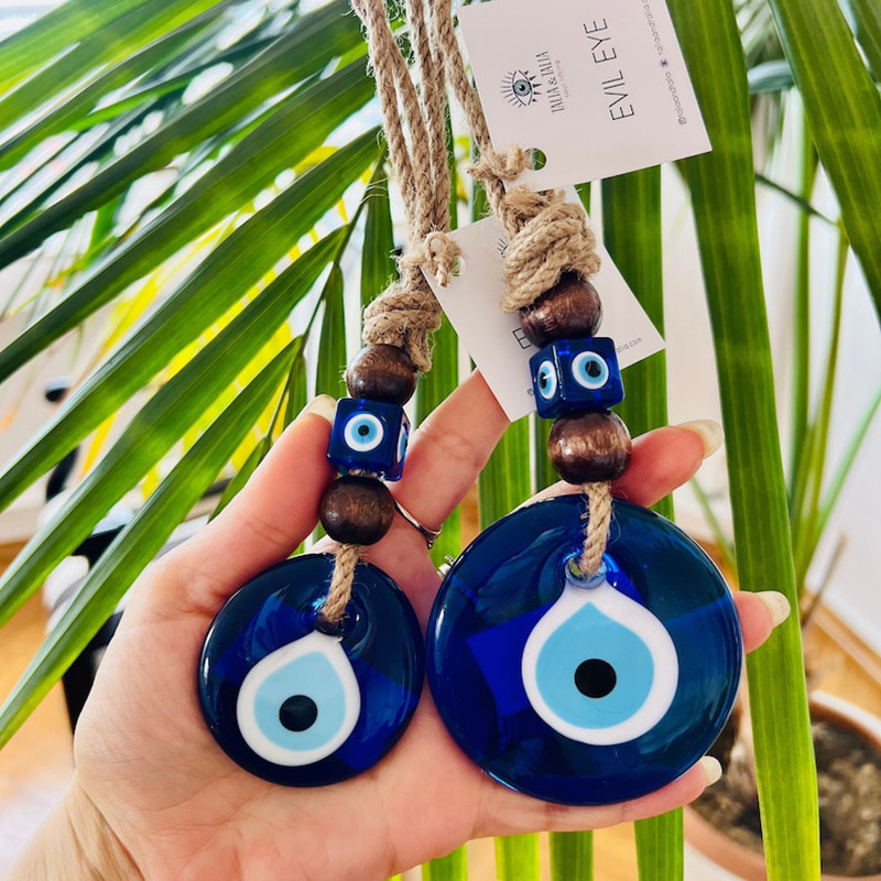 Evil Eye Wall Hanging Nazar House Protection Macrame Decor Rearview Mirror Pent Lucky Eye Glass Evil