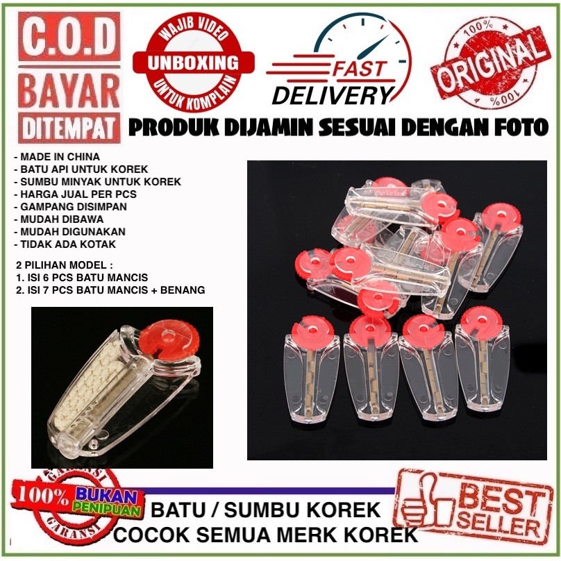 C.O.D Benang Sumbu Tali Batu Mancis Korek Api Zippo Dan Lainnya