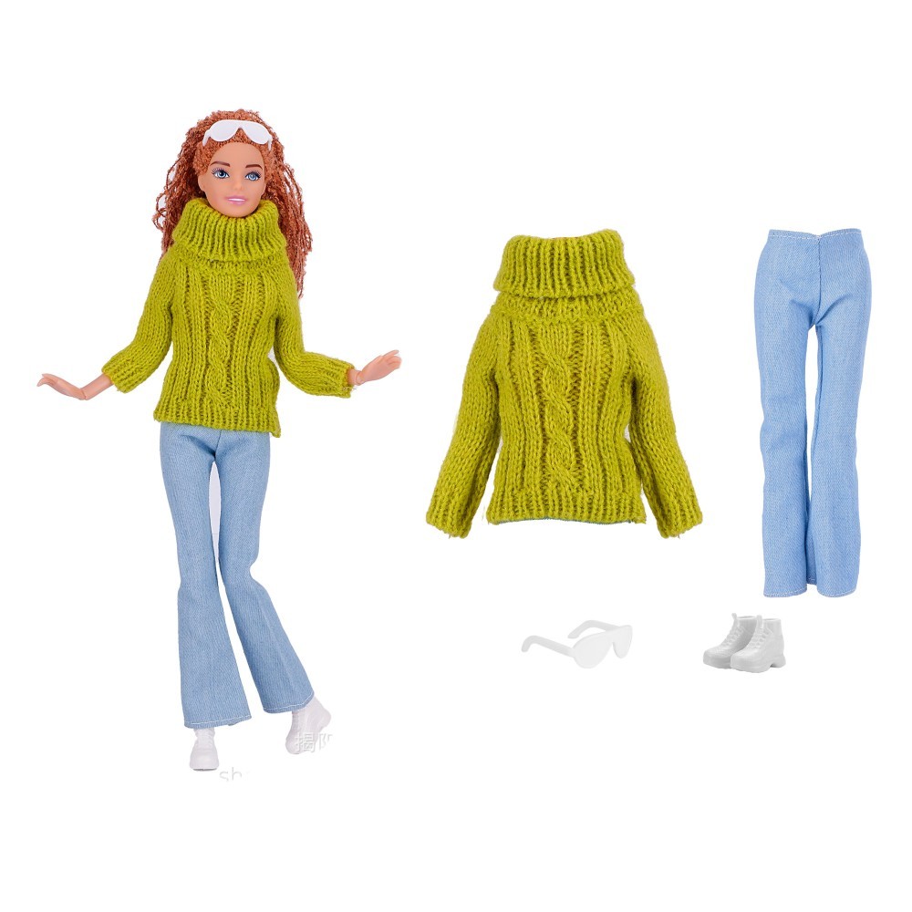 1set Colorful Doll Clothes Sweaters Shoes Long Pants Skirts Clothing For 30CM Barbie Doll Clothes Do