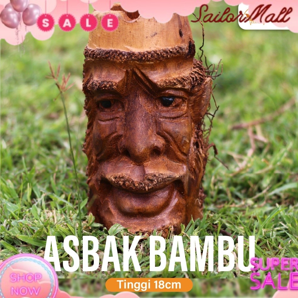 Asbak Bambu - Asbak Akar bambu - Asbak Wajah orang - Asbak unik - Bali ashtray - Asbak bali - Asbak 