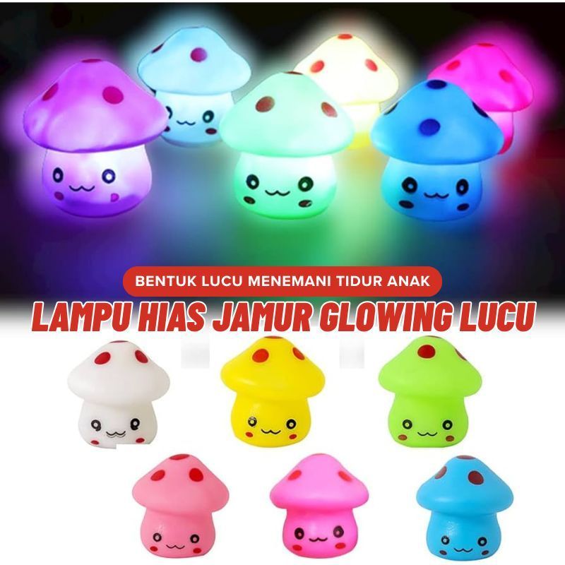 Lampu Jamur Hias Lampu Tidur LED Karakter Warna Warni Lampu LED Warna Lampu Hias