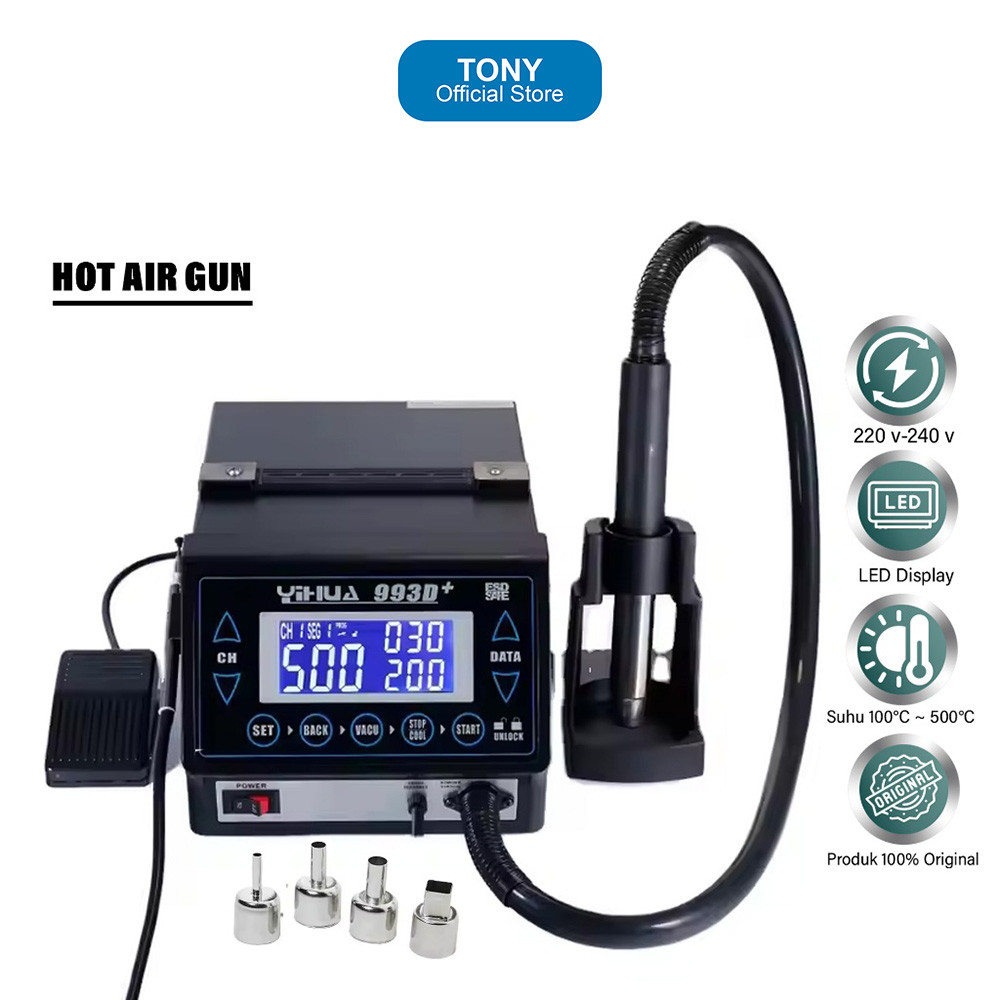 Blower YIHUA 993D+ - Upgrade Hot Air Gun with Vacuum Suction Pen - 993D+