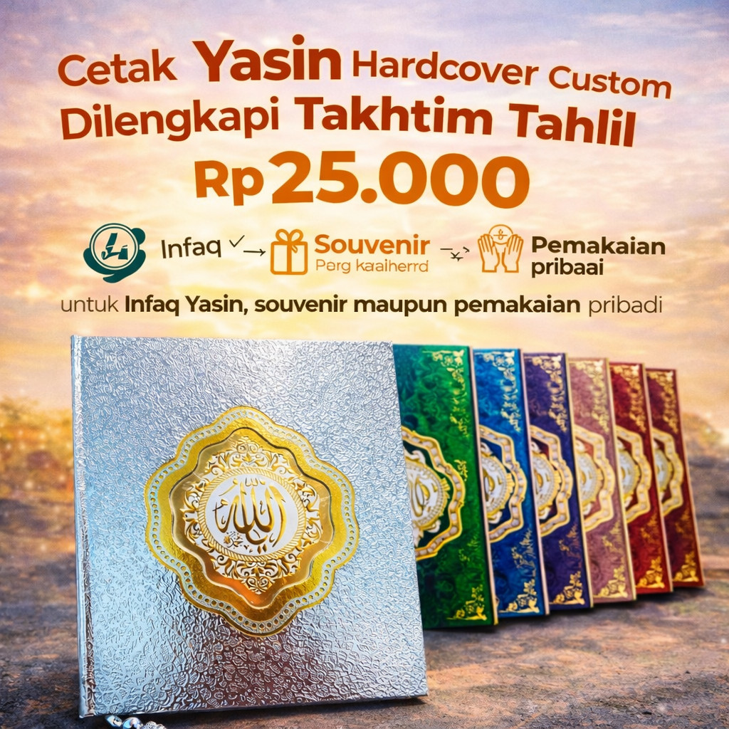 Buku Yasin Hardcover Silver | Cetak Buku Yasin Custom | Dilengkapi Takhtim Tahlil