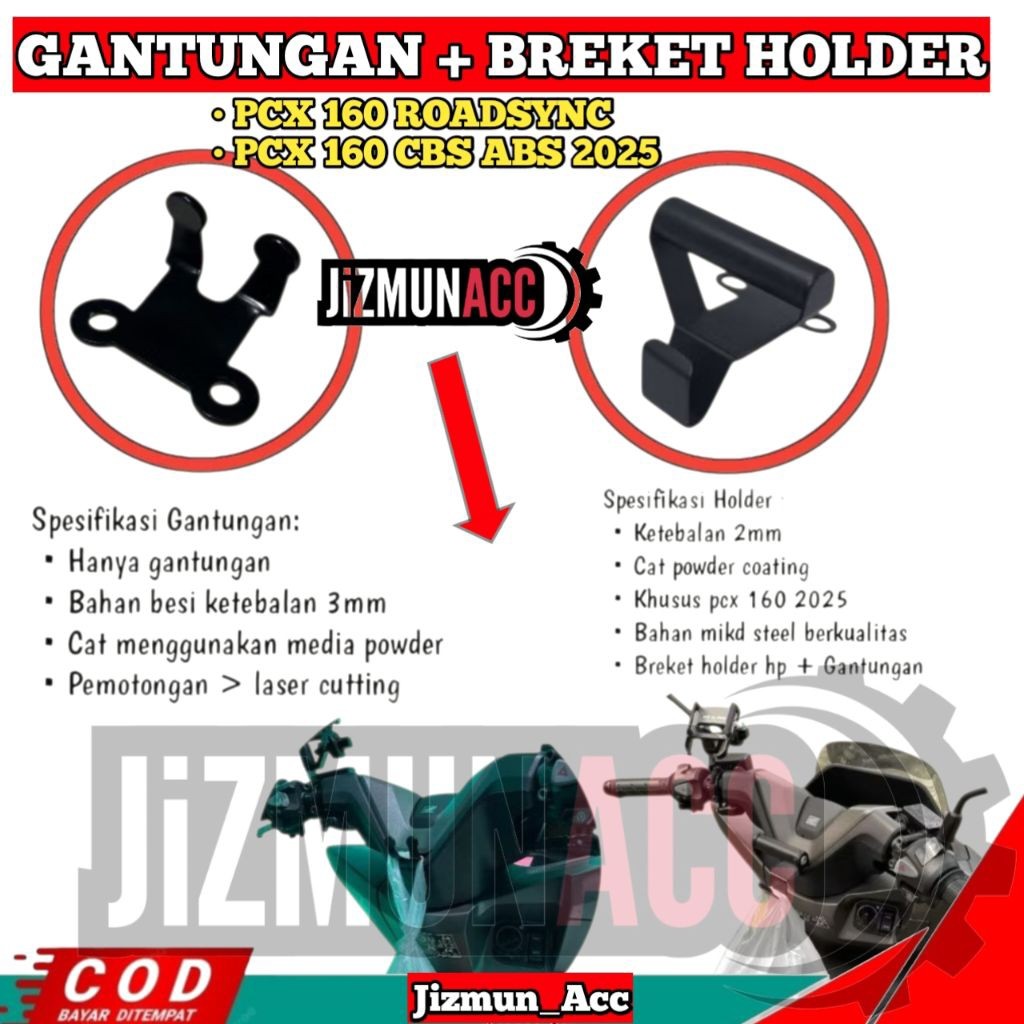 Breket Holder Pcx 160 2025 dan Gantungan Barang New PCX 160 2025 ABS CBS RoadSync - Gantungan Barang