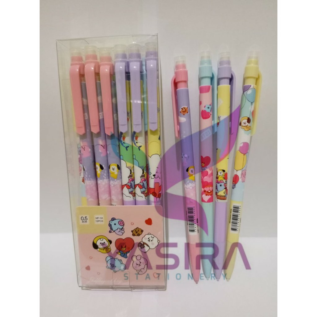 12 PCS 1 LUSIN Pensil Mekanik BTS BT21 Kecil 0.5mm