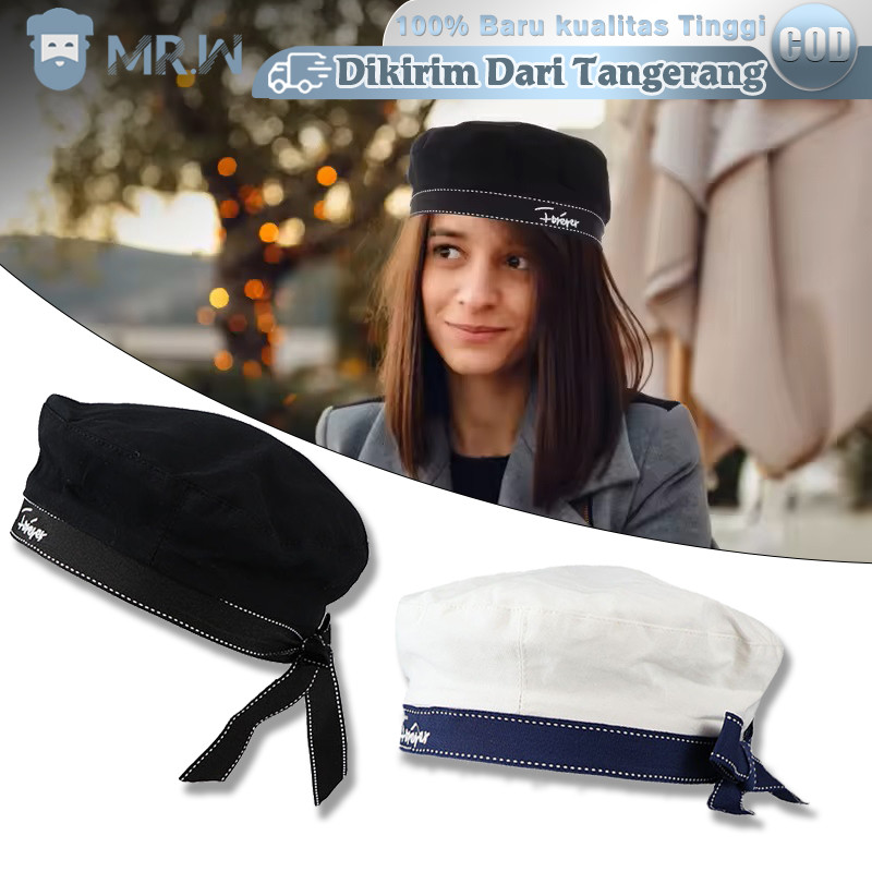 Topi Pelaut Sailor Topi Korean Style White Beret Hat Sailor Sailor Hat Topi Kapten Kapal Laut Topi C