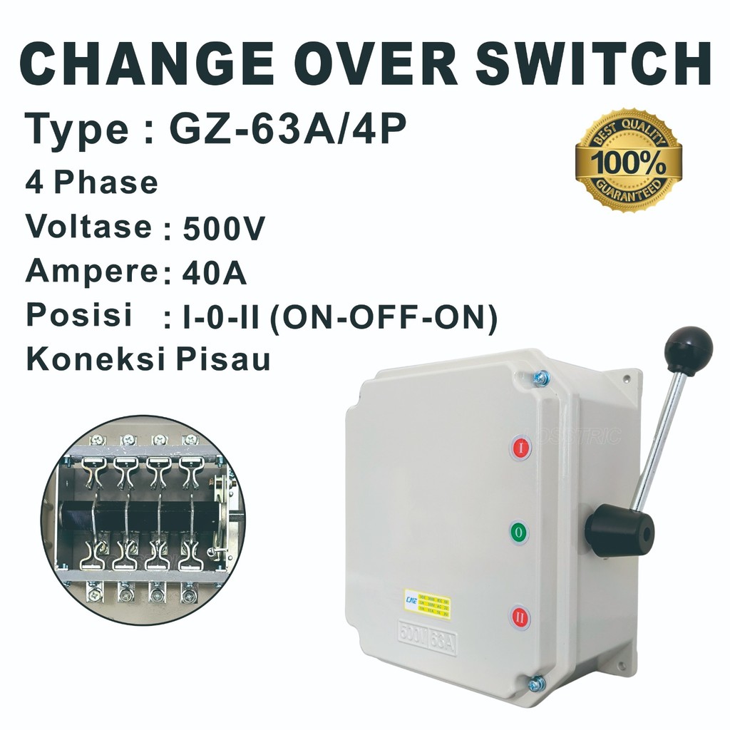 COS MODEL PISAU CHANGE OVER SWITCH MANUAL SAKELAR GZ-63A 4P I-0-II (ON-OFF-ON)