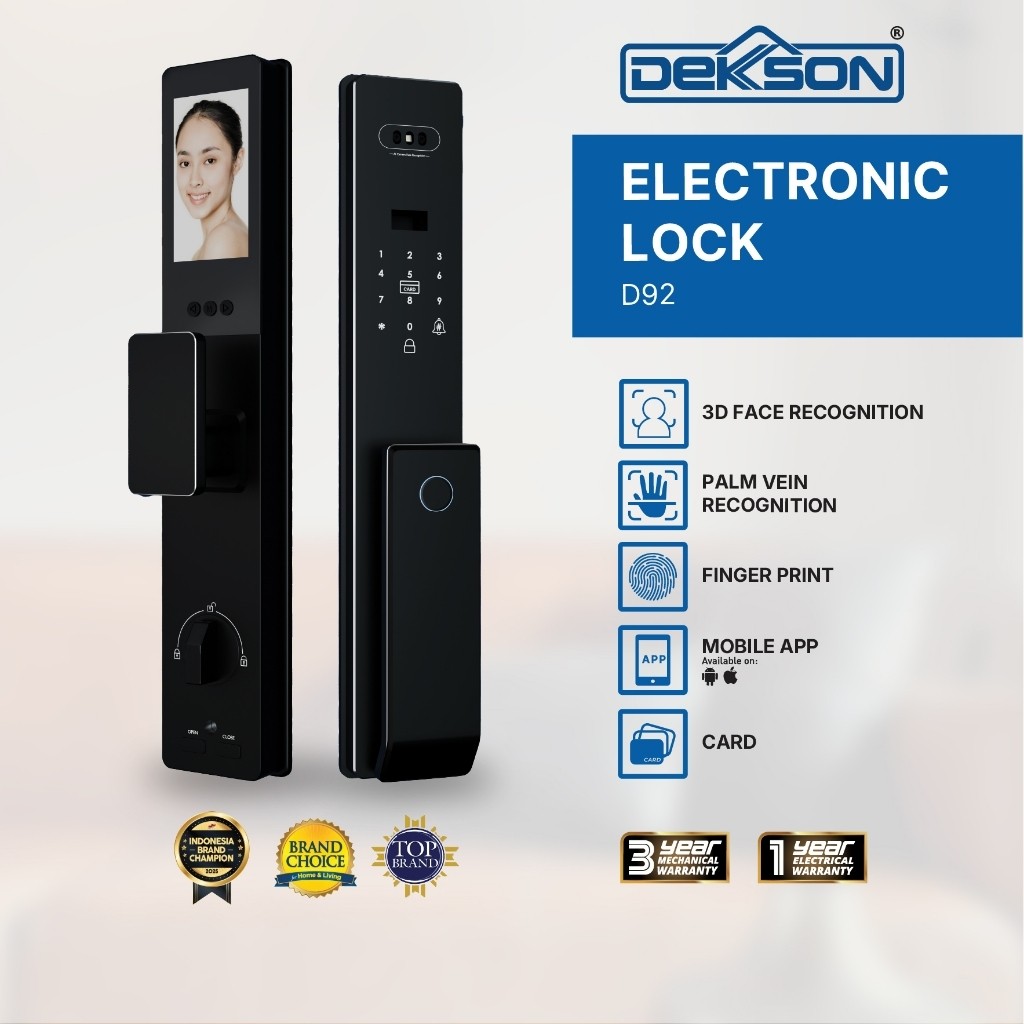 DEKKSON Electronic Lock Kunci Digital D92 | Kunci Pintu | Smart Door Handle | Face Recognition