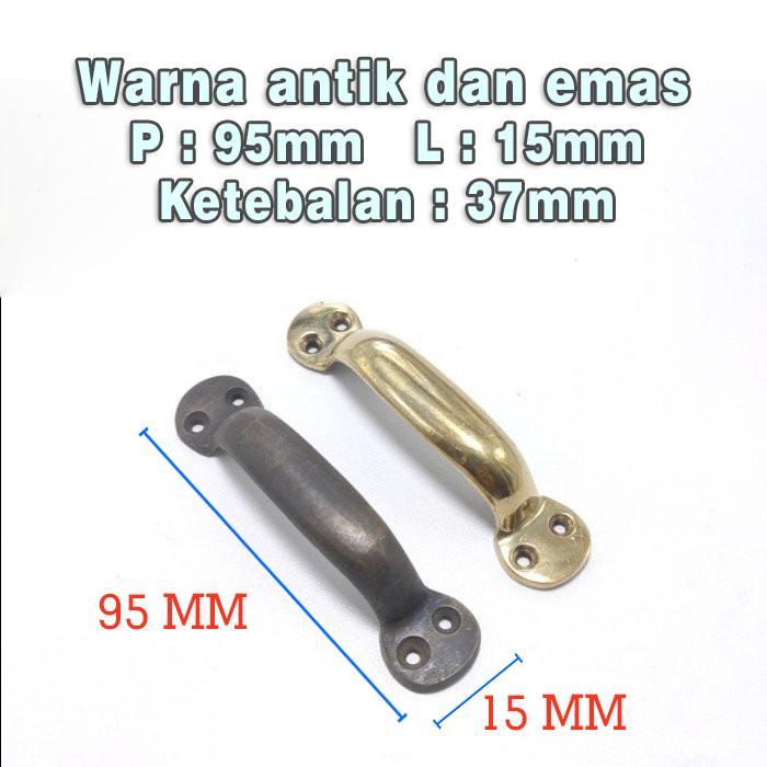 Handle pintu 95x15mm Tarikan laci kuningan motif antik  9.5 x 1.5 cm Tarikan Laci brass antik hendle