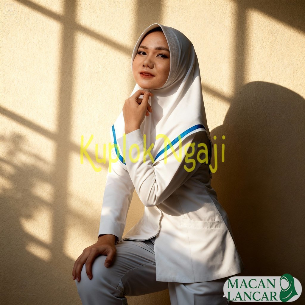 Hijab Perawat Putih Instan Bahan Jersey Super - Jilbab Bidan Kerudung Kerja Medis Praktis