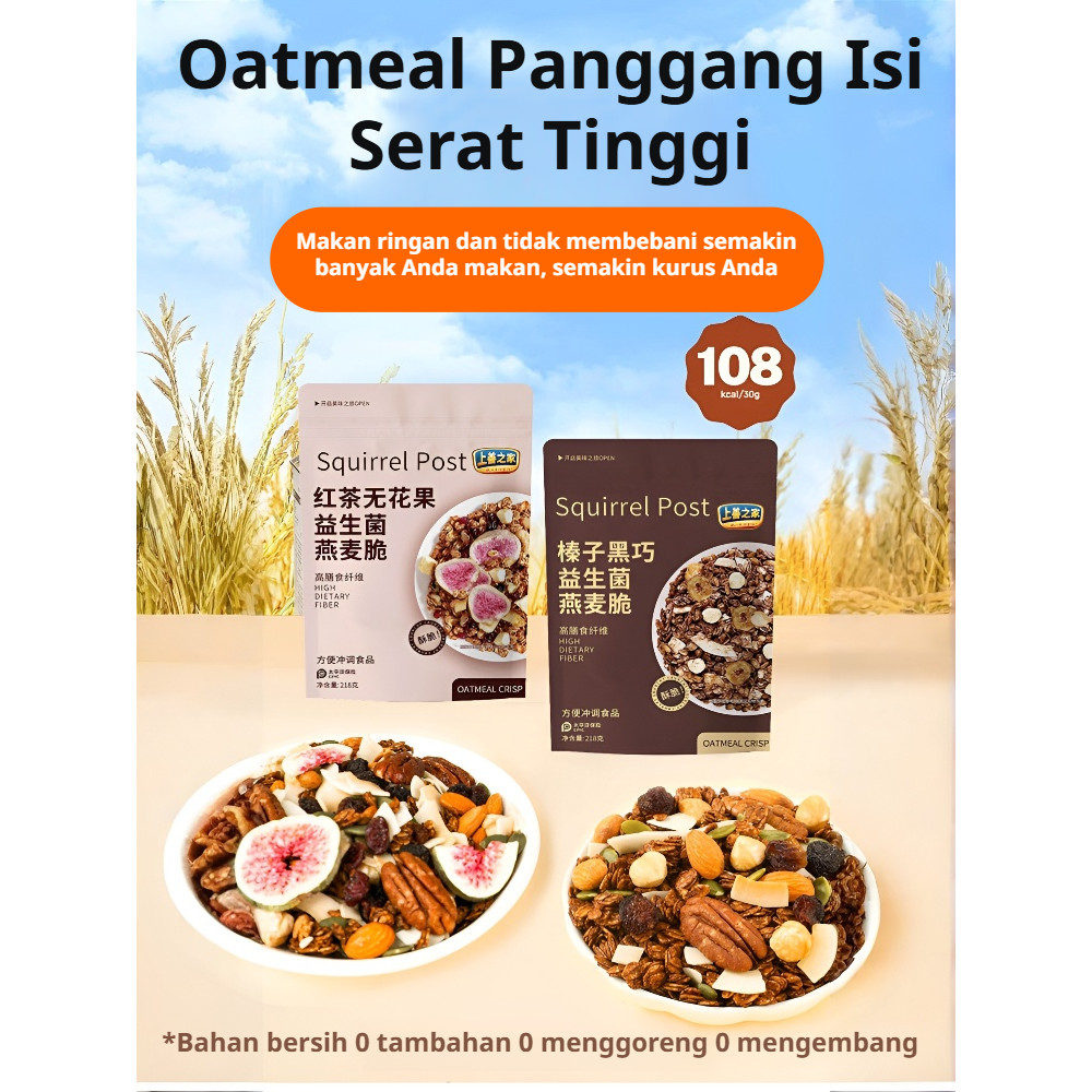 Promo Oatmeal untuk Diet/Sereal Sarapan/Oatmeal Diet/Granola Oatmeal Hazelnut Dark Chocolate Nutty/R