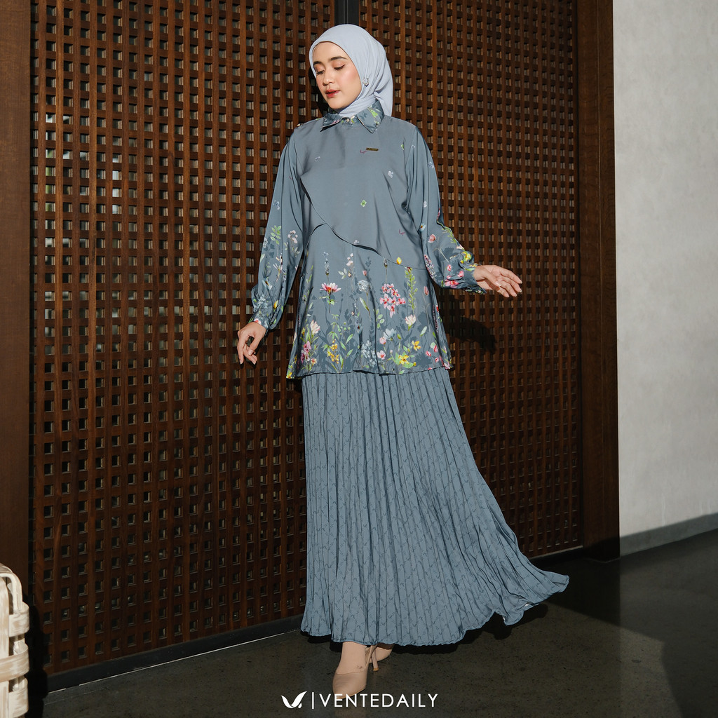 Ventedaily - Arela Set Rok Elegan Setelan Atasan Bawahan Rok Plisket Kondangan Lebaran 2026