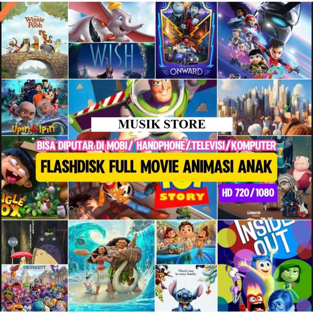 USB Flashdisk 32GB Original Isi Terbanyak Video Animasi Toy Story & Koleksi Lagu Edukasi Anak Terpop