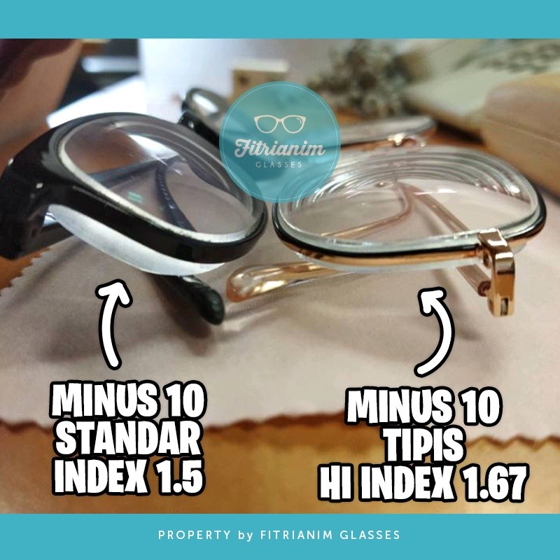Kacamata Minus 10 Pria Wanita | Lensa Tipis Hi Index 1.67 / STANDAR |  BEBAS PILIH FRAME