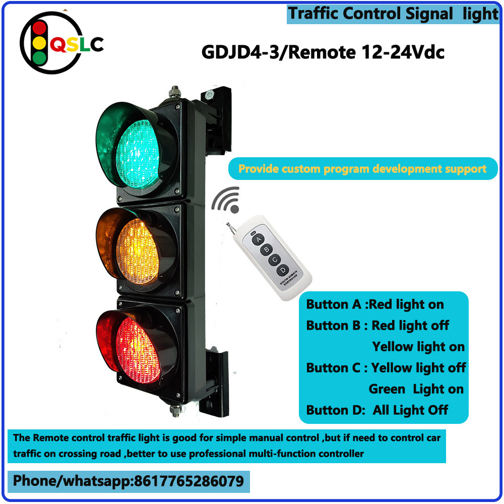 100mm mini Traffic Light Water Proof 4 In Red Yellow Green Traffic Warning Light Remote Control Sign