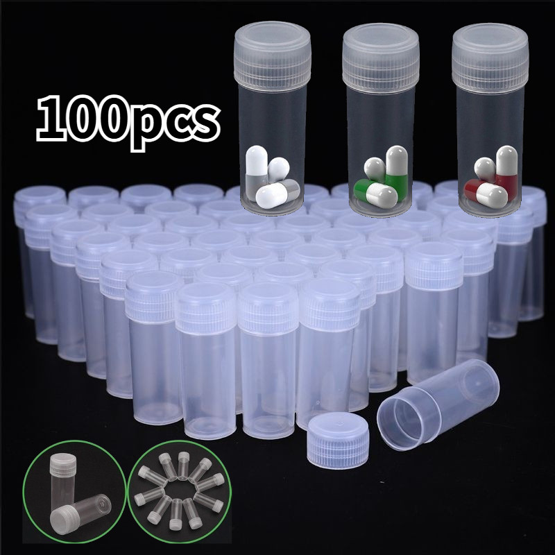 100pcs 5ml Botol Sampel Plastik Toples Botol Mini Kecil Sampel Sample Bottle Toples Botol Mini