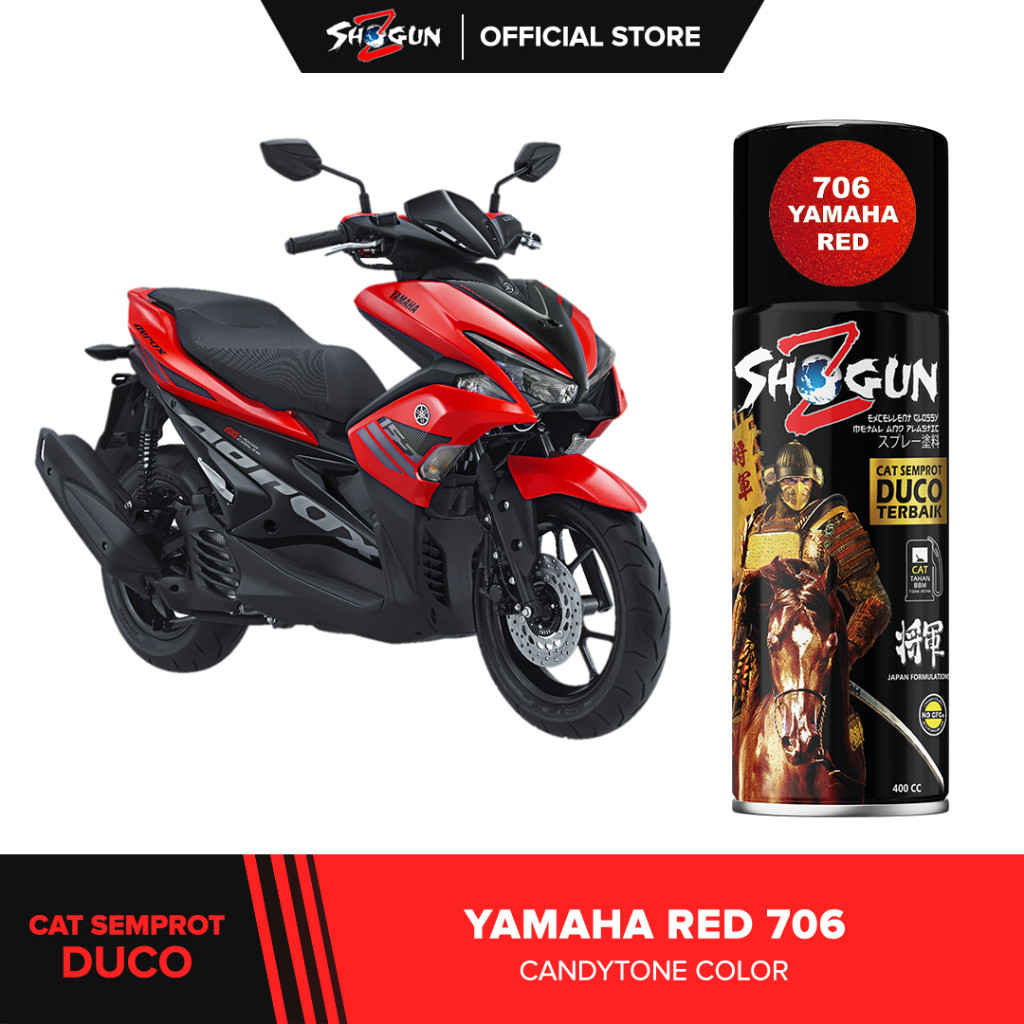 Cat Semprot Motor Shogun Z Paint Yamaha Red 706 - Warna Merah Candy Tone Transparan cat semprot aero
