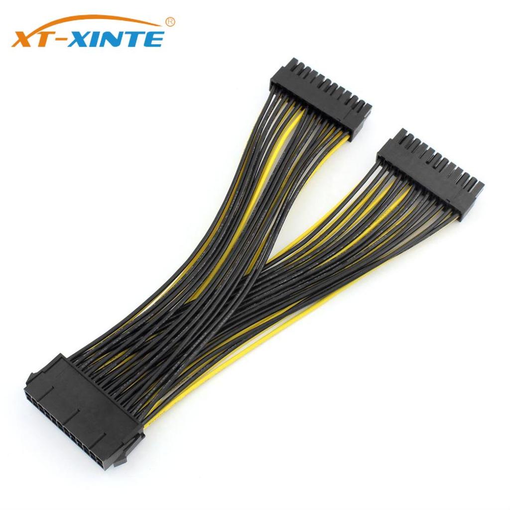 24P 20+4 Pin Dual PSU Power Supply Cable 18AWG 20cm ATX Motherboard Mainboard Adapter Connector Cabl