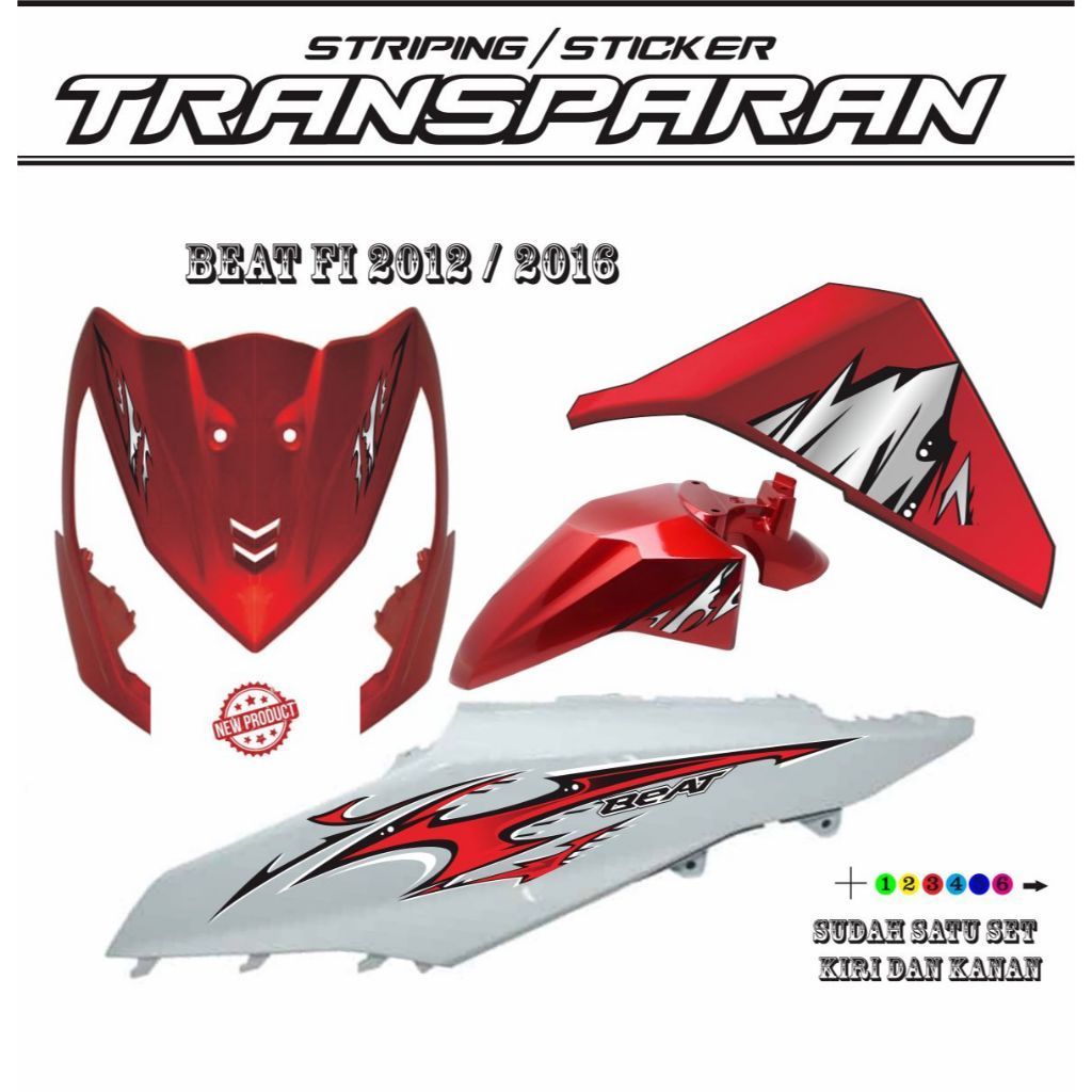 STICKER MOTOR / STICKER MOTOR STRIPING BEAT VARIASI TRANSPARAN BEAT FI STICKER