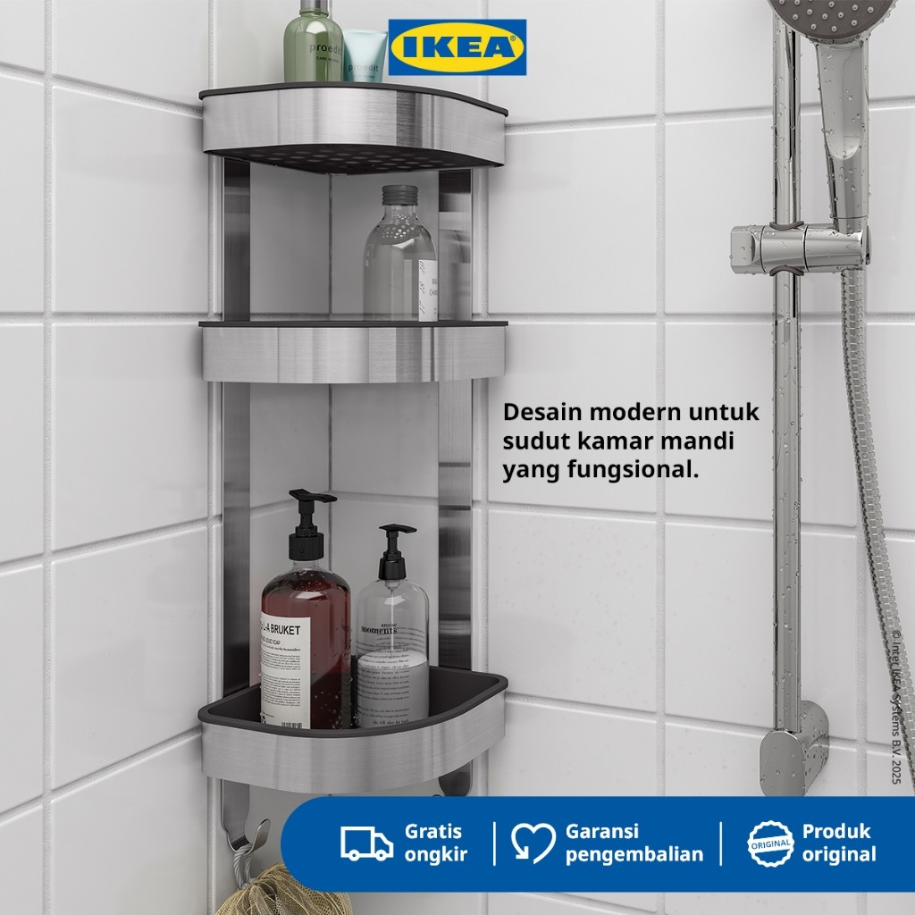 IKEA BROGRUND Rak Dinding Sudut untuk Kamar Mandi 19x58 cm