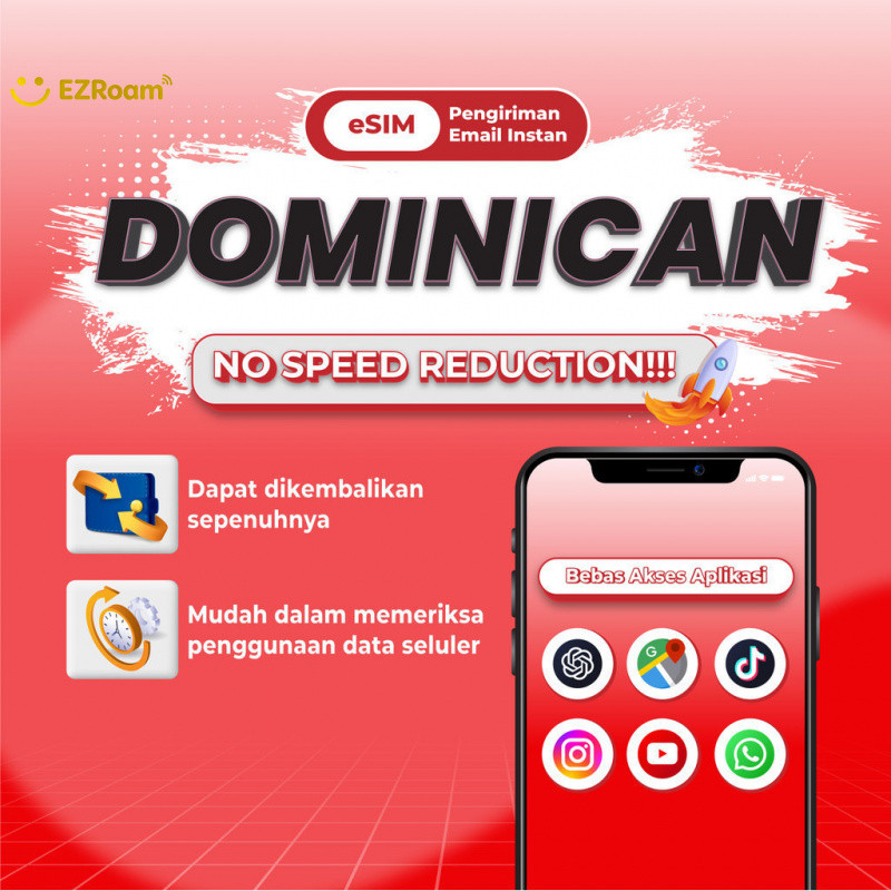 EZRoam Dominican esim Roaming 5G Data | 3-20GB 3-30Hari | Instant Email Delivery | High Speed Travel