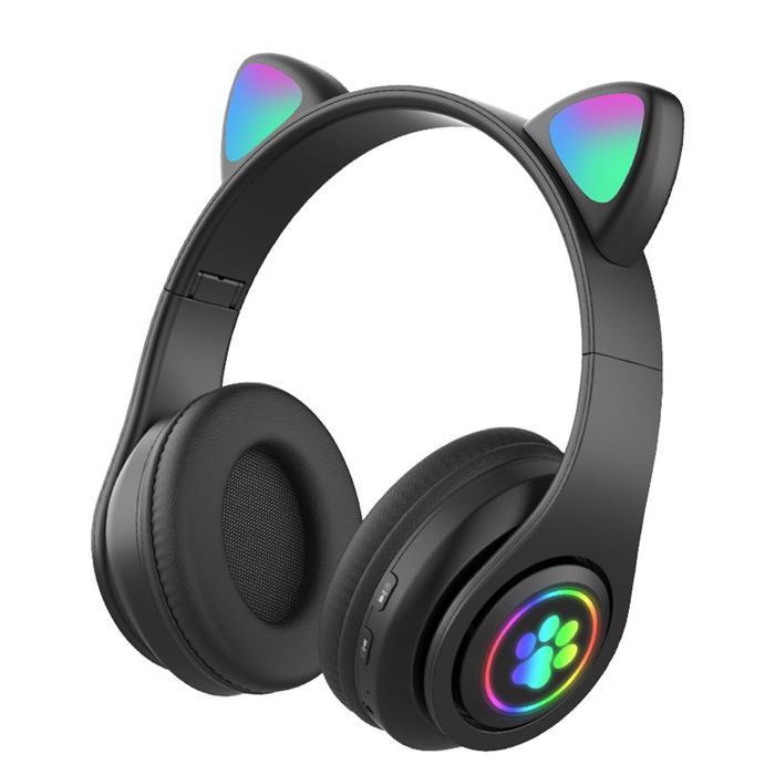 Sun flowers04 Headphone Gaming Bluetooth Cat Ear Kucing LED - Headset Wireless Free Kabel Jack 3.5mm