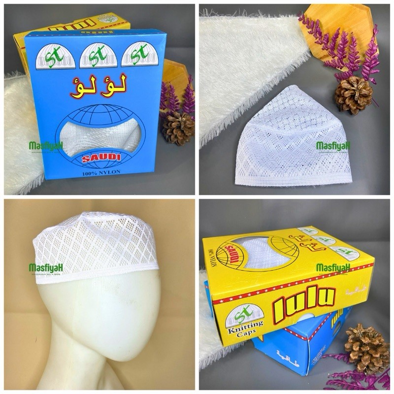 Diskon PECI JARING LULU PECI RAJUT DEWASA PECI PUTIH POLOS PECI RAJUT PUTIH SONGKOK DEWASA KOPIAH PU