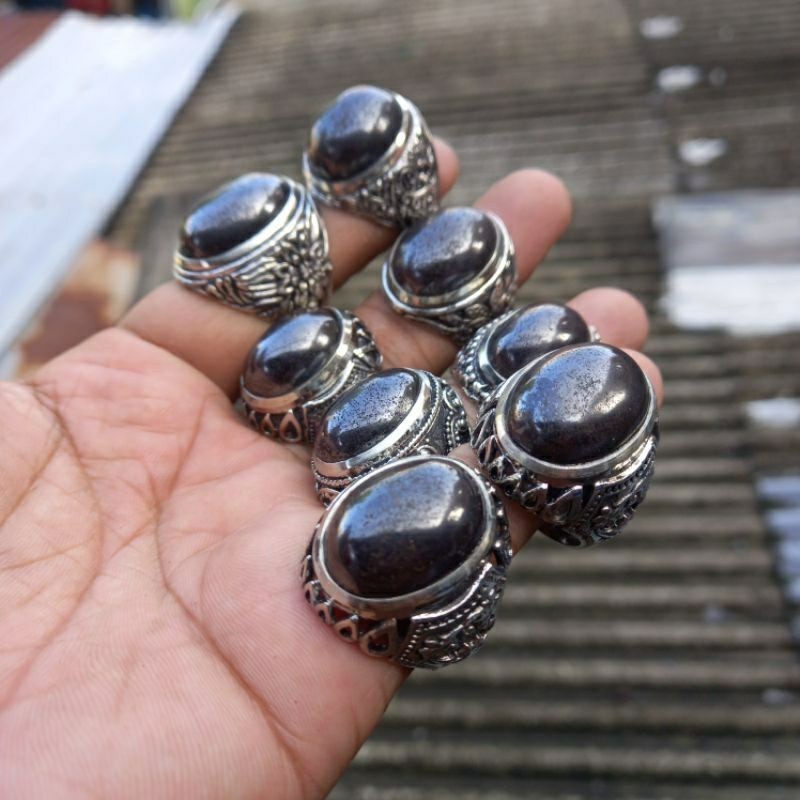 CINCIN BATU BADAR BESI HITAM KEBUMEN ASLI NATURAL 100%